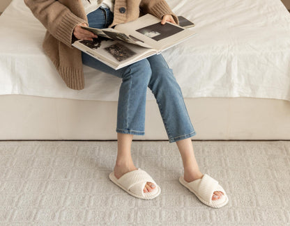 GOEWY slippers — Memory foam open toe slides with anti-skid sole for women