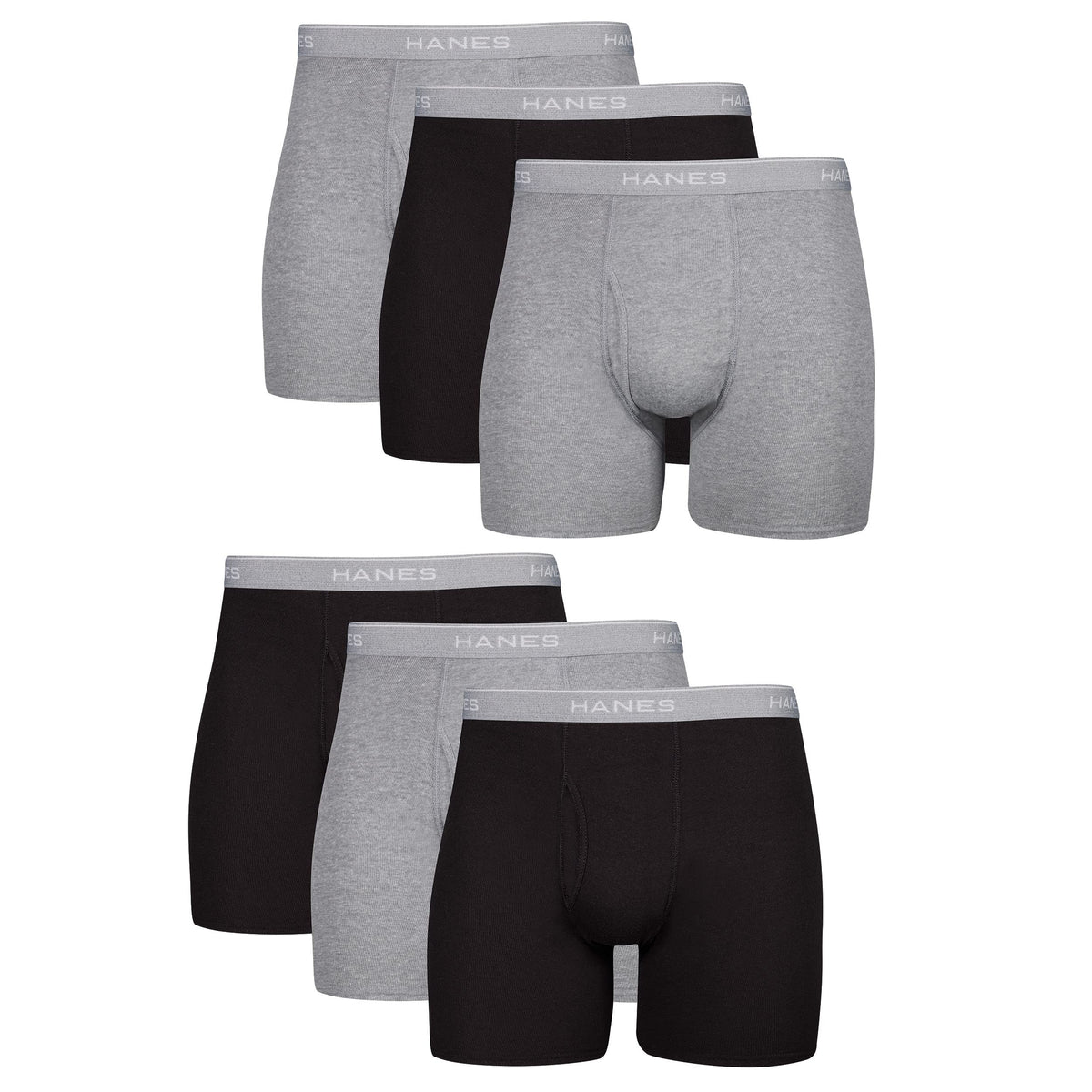 Hanes men's boxer underwear — soft breathable cotton comfortflex waistband, 6 pack