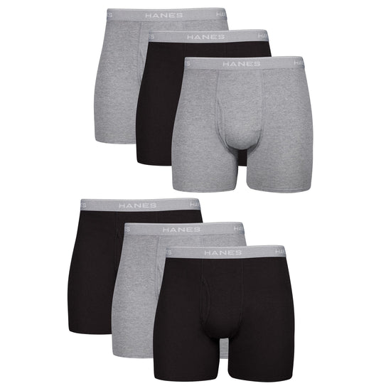 Hanes men's boxer underwear — soft breathable cotton comfortflex waistband, 6 pack