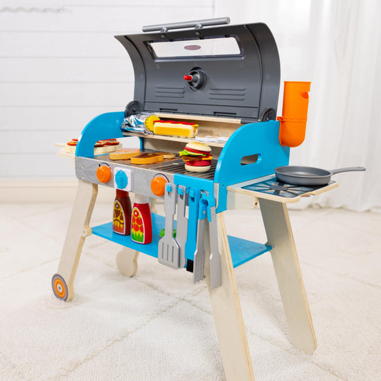 Melissa & Doug pretend play toy — deluxe wooden barbecue grill and pizza oven