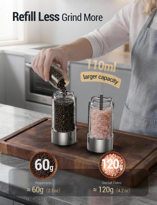 Seasoning mill — Rechargeable electric grinder with adjustable coarseness and LED