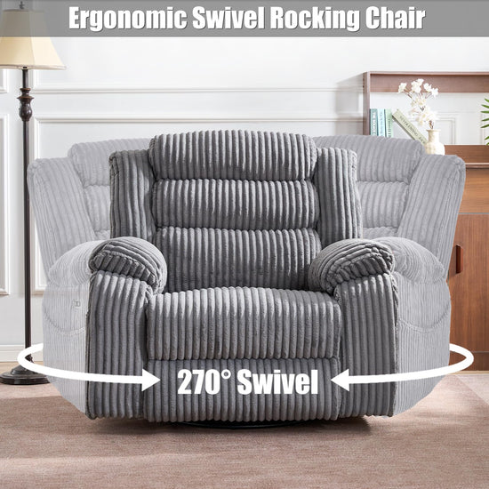 SINCRUMI chair with massage, heat, USB and Type-C charging ports, electric glider