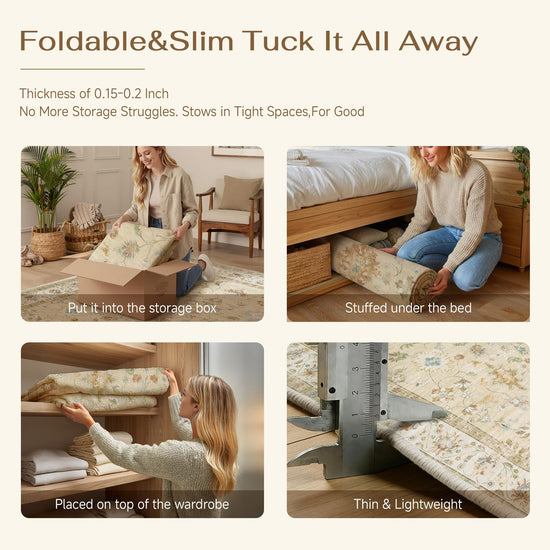 HUGEAR rug — washable vintage distressed design for living spaces and playrooms