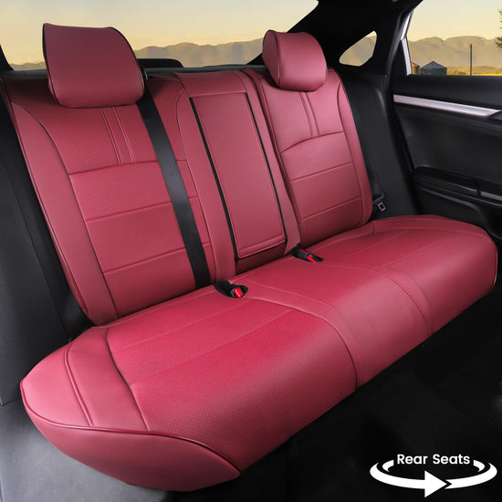 HKZ vehicle seat covers — custom fit wine red leather for Honda Civic Sedan 2016-2021 LX