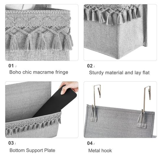 Dahey caddy - over the door organizer with tassels for closet and bathroom storage