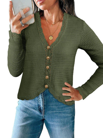 Saodimallsu women's v neck cardigan sweater — cropped boho knit design