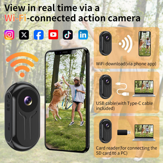 eovas 2K Mini Body Camera with 0.85" Screen,Thumb Size Small POV Camera with WiFi,Tiny Wearable Action Camera Magnetic Camcorder for Vlogging Work Cycling Motorcycle Pet Travel