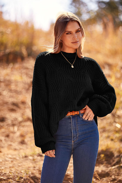 PRETTYGARDEN sweater — oversized cable knit pullover for women in fall and winter