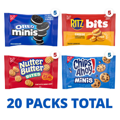 Snack mix — Nabisco variety pack with OREO, CHIPS AHOY, Nutter Butter and RITZ Bits cheese 20 packsSnack mix — Nabisco variety pack with OREO, CHIPS AHOY, Nutter Butter and RITZ Bits cheese 20 packs