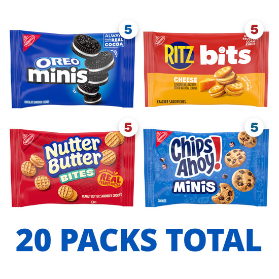Snack mix — Nabisco variety pack with OREO, CHIPS AHOY, Nutter Butter and RITZ Bits cheese 20 packsSnack mix — Nabisco variety pack with OREO, CHIPS AHOY, Nutter Butter and RITZ Bits cheese 20 packs