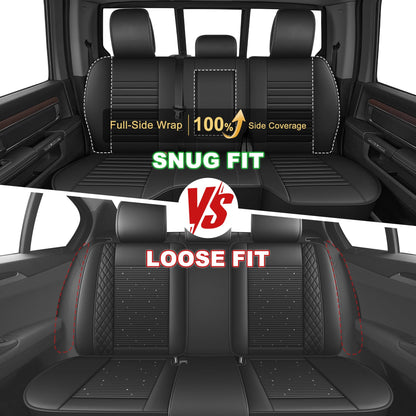 AOMSAZTO vehicle seat cover - Full set for Dodge RAM 2002-2025 Crew Cab with curved bench, black