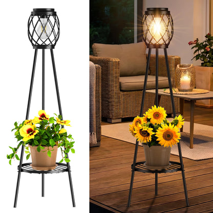 MXwcy solar lamps with plant stands 2 pack