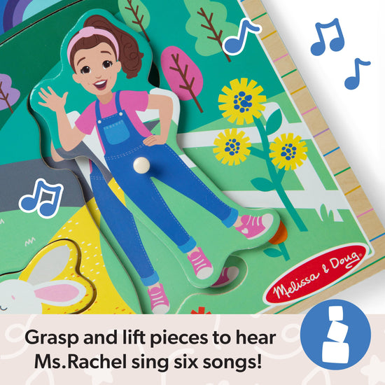 Melissa & Doug® Ms. Rachel™ wooden song peg puzzle — light-activated sound puzzle for toddlers ages 2-5 years