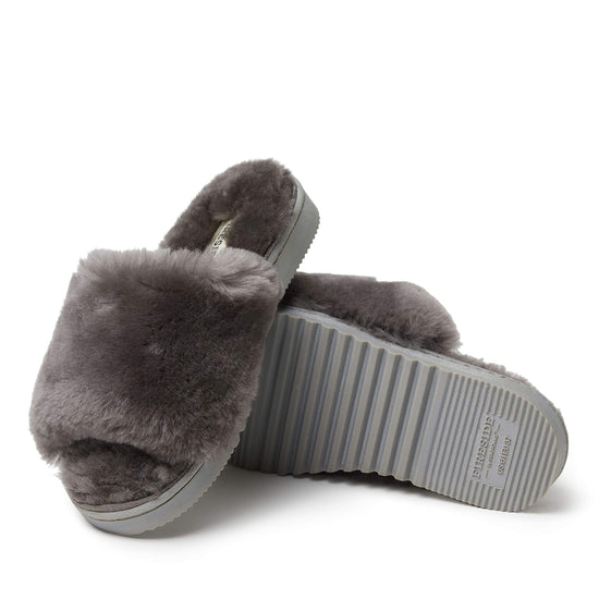 Dearfoams shearling slide slipper — easy on/off design