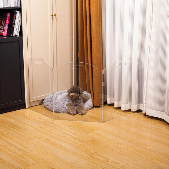 Dog gate - Clear acrylic freestanding design for doorways and inside use