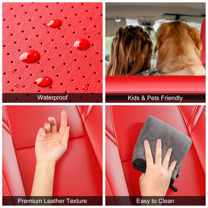 Wekar Tesla Model Y seat covers — Nappa leather, airbag compatible, bright red