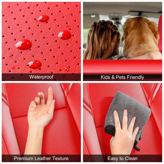 Wekar Tesla Model Y seat covers — Nappa leather, airbag compatible, bright red