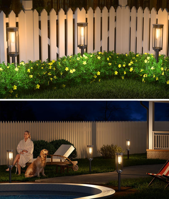 LIGHT_FIXTURE — Waterproof solar pathway lights with bright square design for outdoor use