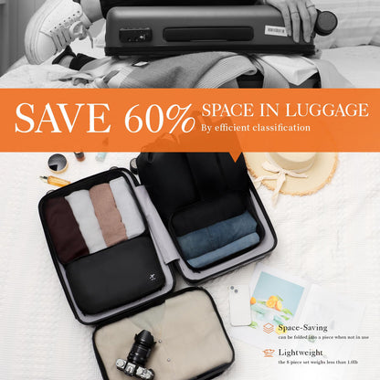 HOTOR packing cubes - lightweight and water-resistant suitcase organizers set