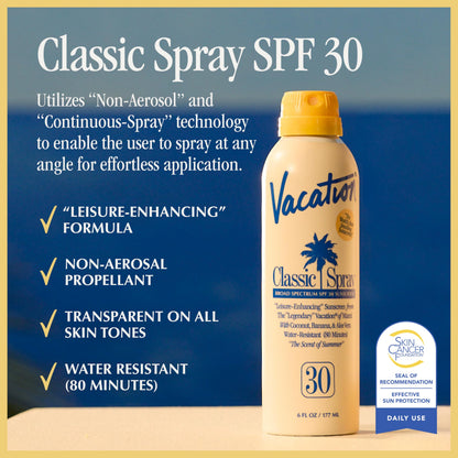 Sunscreen spray — Water-resistant and lightweight with SPF, vegan and dermatologist-tested