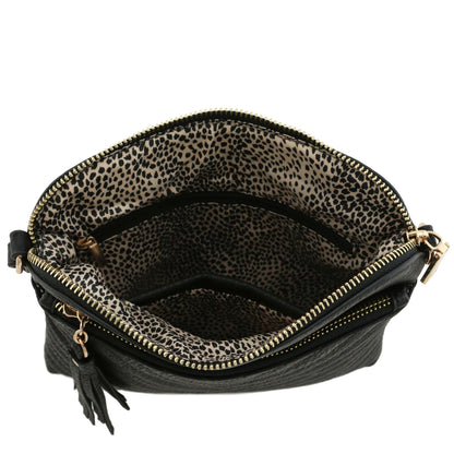 FashionPuzzle medium crossbody bag with tassel accent
