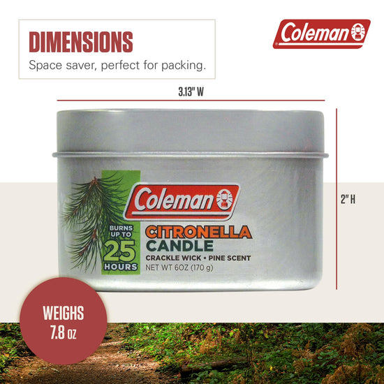 Coleman citronella candle with wooden crackle wick