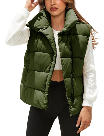 Himosyber puffer vest — lightweight sleeveless winter coat with stand collar