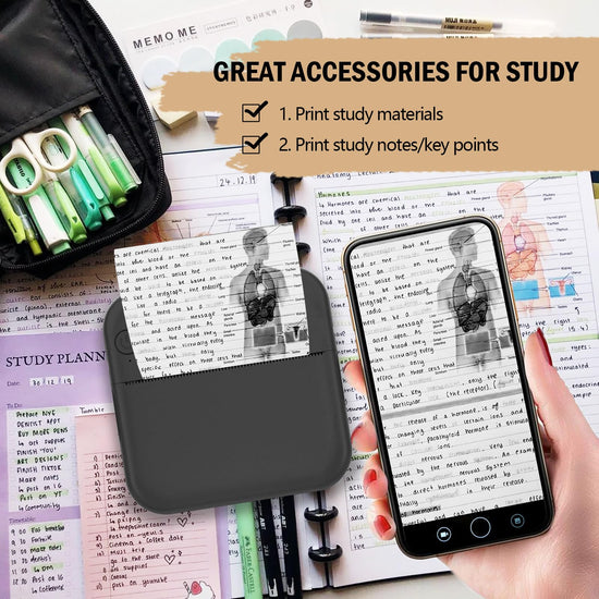HUIJUTCHEN Mini sticker printer — Mini pocket printer for iPhone with thermal paper rolls
