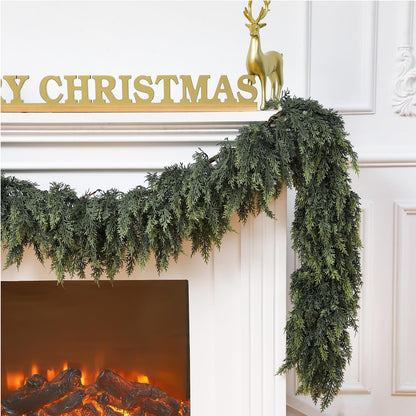 Waydress Christmas cedar garland - thick and lush artificial pine needle decoration for winter home decor