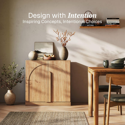 BELLEZE cabinet — 65 inch modular fluted design with storage and arc accents