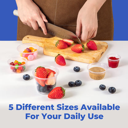 Fit Meal Prep condiment cups — BPA free and stackable for portioning and samples