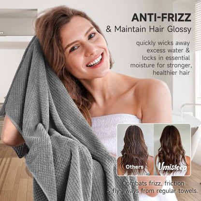 Umisleep towel — extra large microfiber hair towel for long, curly, thick hair
