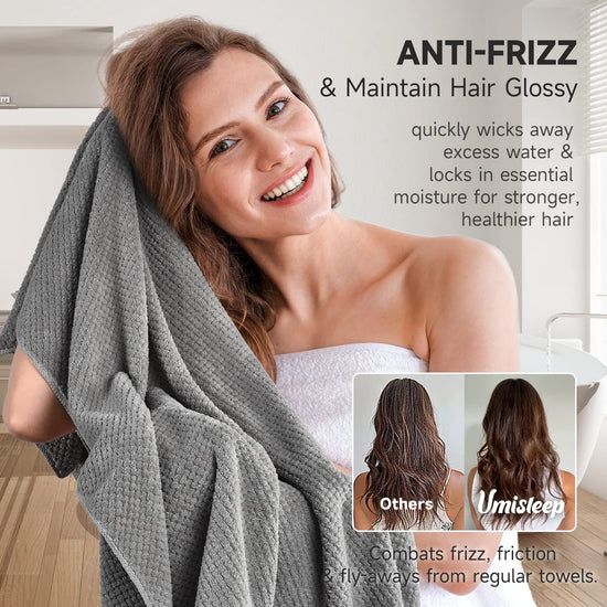 Umisleep towel — extra large microfiber hair towel for long, curly, thick hair