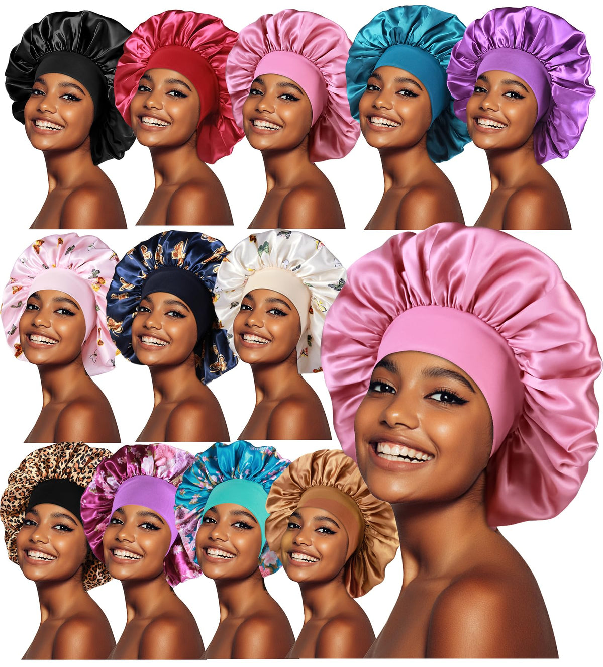 Shower cap — Large satin bonnet for women with braids