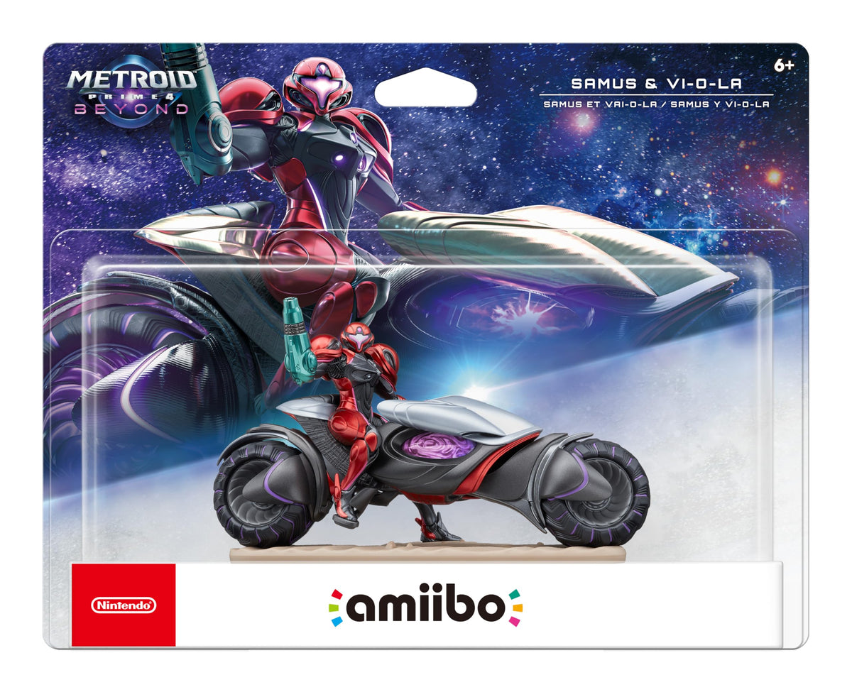 Amiibo toy figure — Samus and Vi-O-La from Metroid Prime 4 Beyond Series
