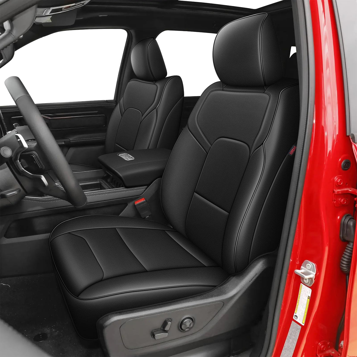 AOMSAZTO vehicle seat cover - custom fit leather for Dodge RAM 1500 2019-2026 black full set