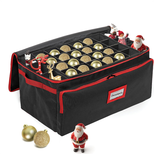 Premium ornament storage box - Holds up to 72 ornaments with adjustable compartments