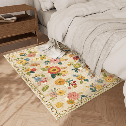 Washable area rug — stain resistant vintage boho design for versatile spaces