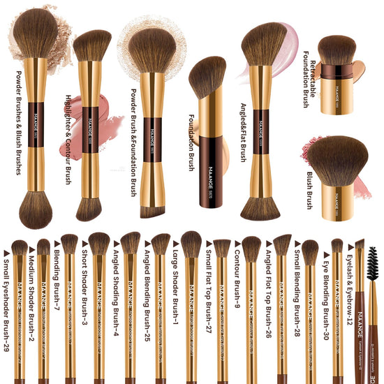 MAANGE cosmetic brush set — 20 double-end brushes with gift box for blending