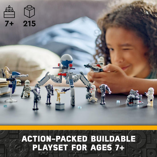 LEGO Star Wars Clone Trooper battle pack set – buildable speeder bike vehicle and tri-droid 75372