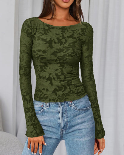BTFBM shirt — trendy floral long sleeve top for women