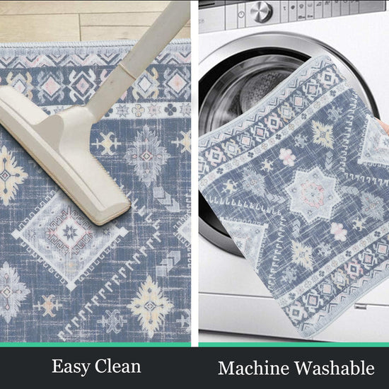 HEBE boho kitchen rug set — washable non-slip mats and runner for home decor