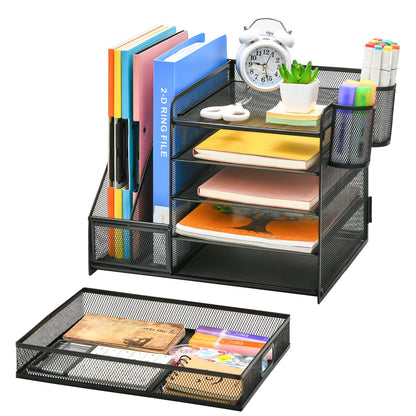 Marbrasse caddy — 5-tier organizer with file holder and drawer for office supplies