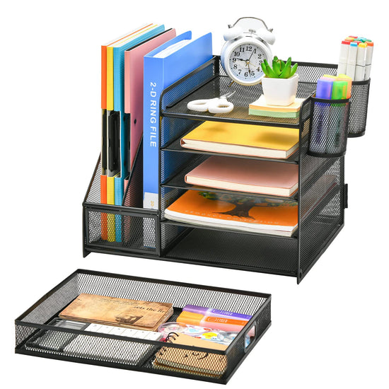 Marbrasse caddy — 5-tier organizer with file holder and drawer for office supplies
