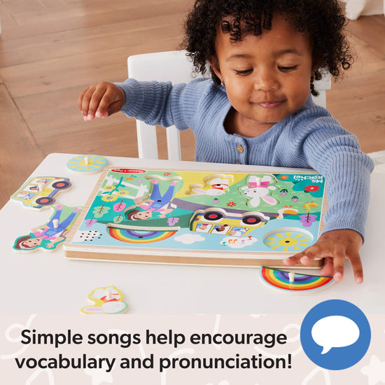 Melissa & Doug® Ms. Rachel™ wooden song peg puzzle — light-activated sound puzzle for toddlers ages 2-5 years