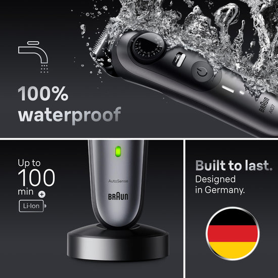 Braun Series 7 74 hair trimmer — stainless steel, waterproof, cordless