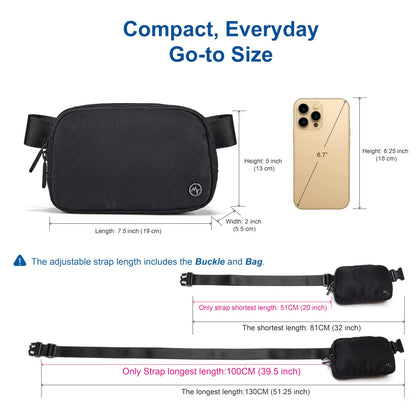 Pander two way zipper fanny pack - water repellent nylon waist pack for women