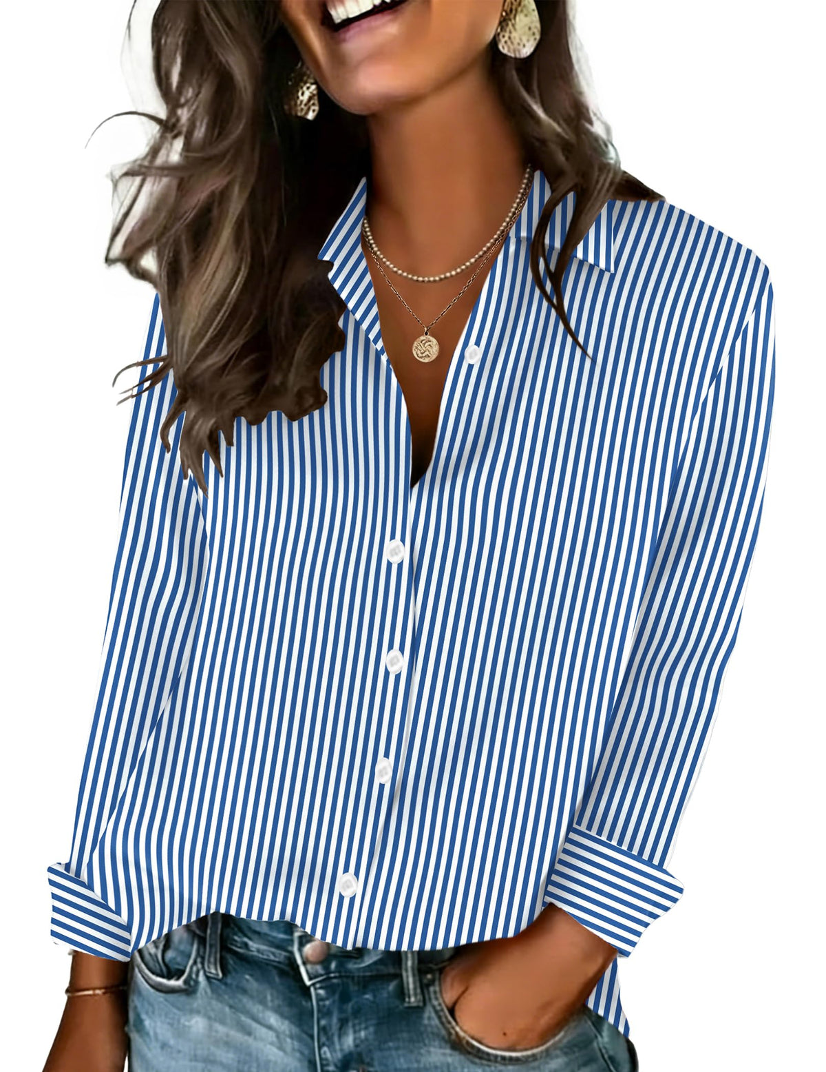Zeagoo shirt — floral printed button down blouse with long sleeves for work and casual wear