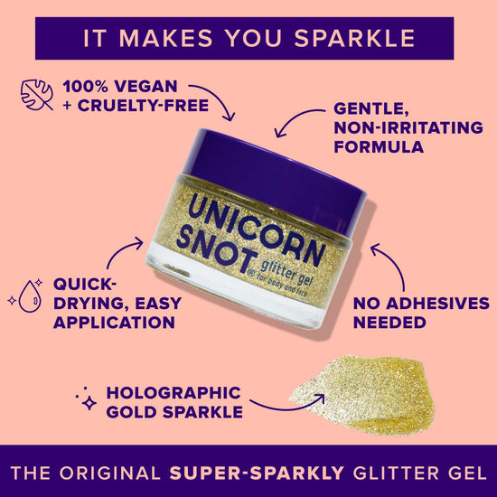 Glitter — Holographic body gel by Unicorn Snot, vegan and cruelty free.