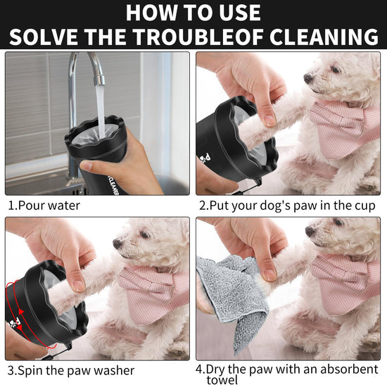 Hair brush — with three absorbent towels for easy cleaning of pets' paws and fur